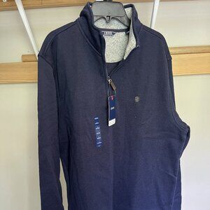 NWT, Men's IZOD Zip-Up Fleece Sweater, Navy, Large